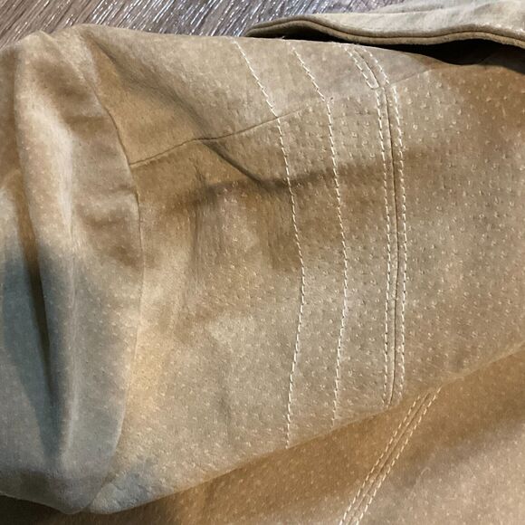 Vtg Wisons Leather Jacket Womens Size Large Suede Tan 90s Floral Print Lined Coa - Picture 9 of 11